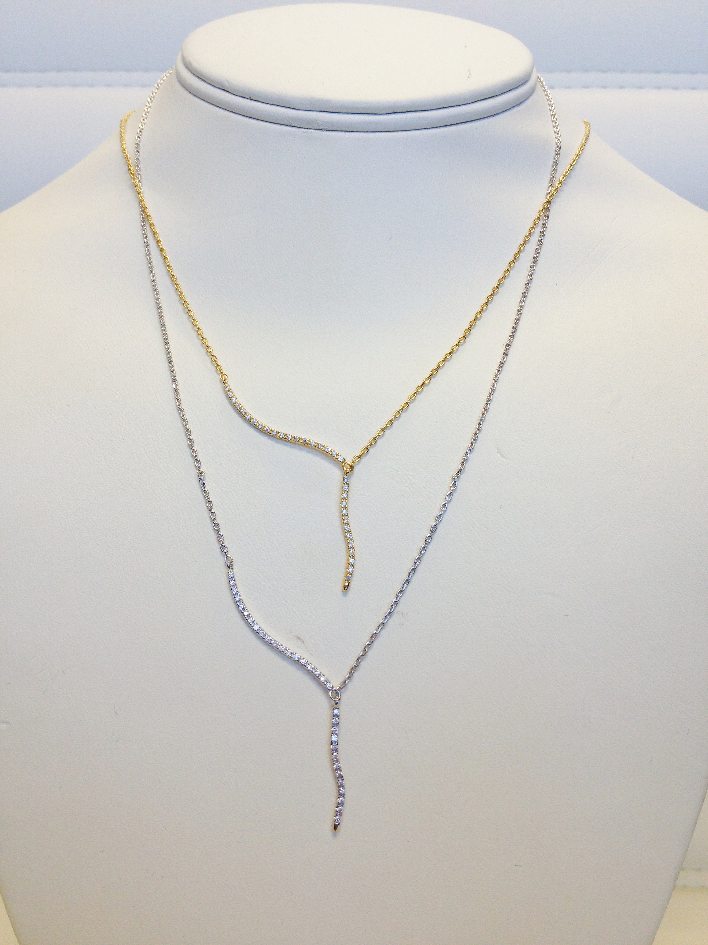 Rhinestone Drop Bar Necklace on Luulla